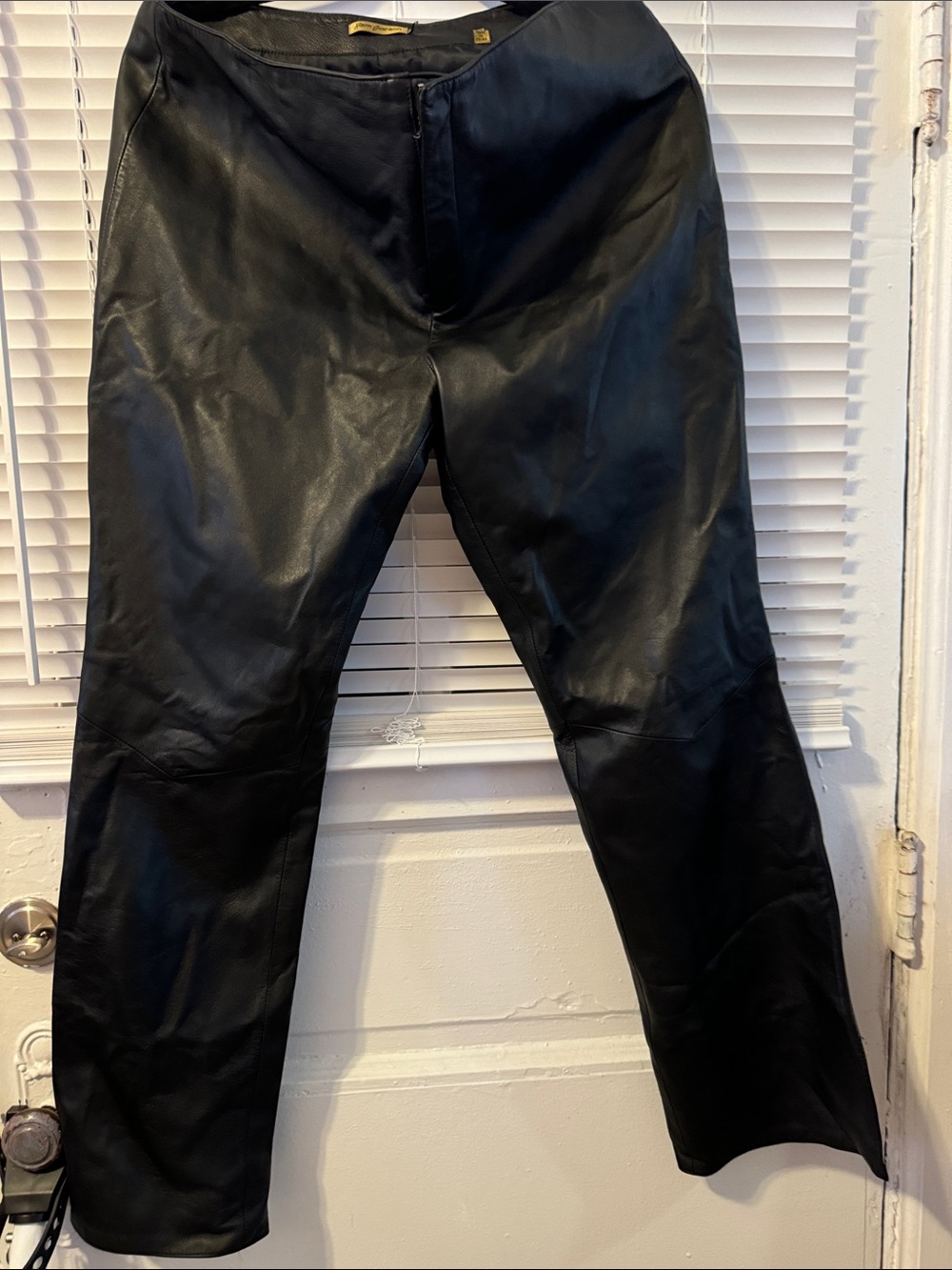 Rem Garson Men's Black Leather Bootcut Jeans